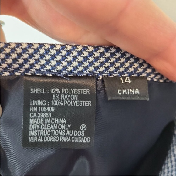 2-PC TAHARI Blue Houndstooth Blazer & Pencil Skirt Set - Picture 8 of 9